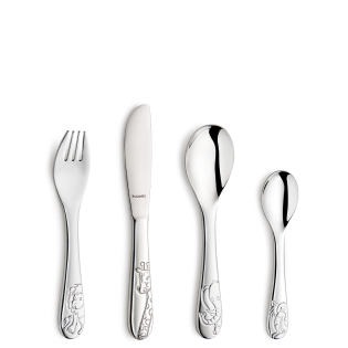  [product_cutlery_type] [product_knife_type] 13/0-18/10 Dschungeltiere Kinderbesteck Set 4-teilig 